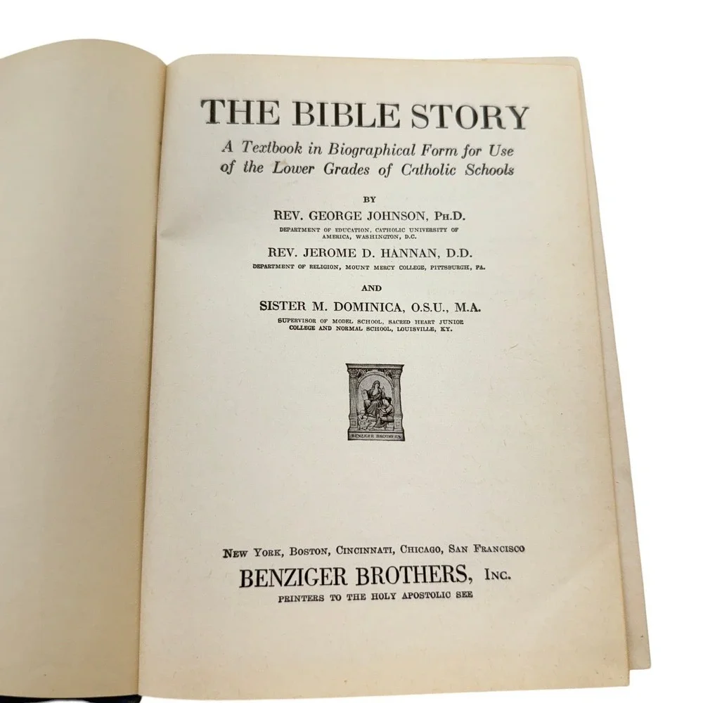 Benziger Brothers The Bible Story 1931 Catholic Textbook Illustrated Lower Grade